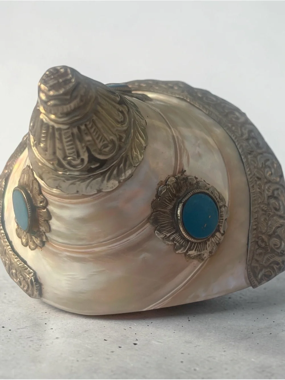 Vintage Tibetan Himalayan Pearl Shell Vessel